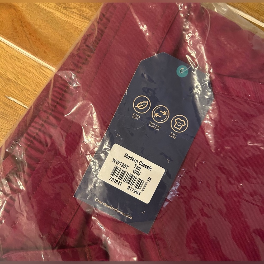 Cherokee Revolution Scrub bottoms in Wine Med Tall. NWT - Picture 4 of 5